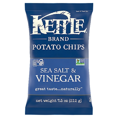 Kettle Brand Sea Salt and Vinegar Kettle Potato Chips, Gluten-Free, Non-GMO, 7.5 oz Bag