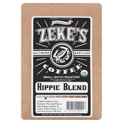 Zeke's Coffee Hippie Blend Whole Bean Coffee, 1 lb