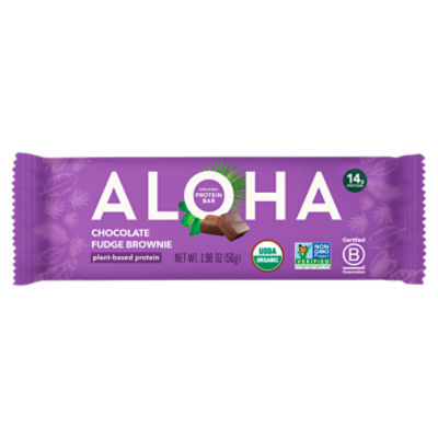 Aloha Chocolate Fudge Brownie Organic Protein Bar, 1.98 oz, 1.98 Ounce