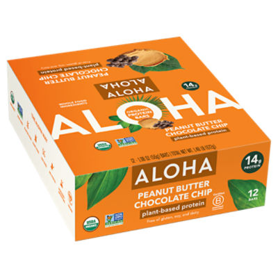 Aloha Organic Peanut Butter Chocolate Chip Protein Bars, 1.98 oz, 12 count