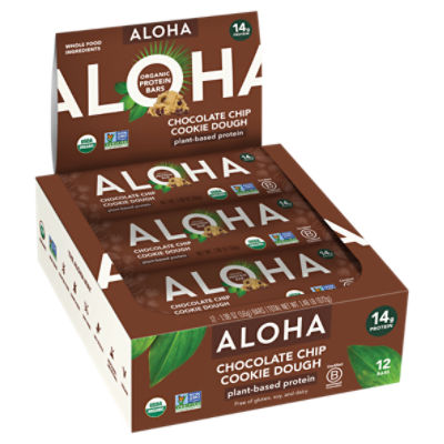 Aloha Chocolate Chip Cookie Dough Organic Protein Bars, 1.98 oz, 12 count