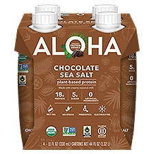 Aloha Chocolate Sea Salt, Organic Protein Drinks, 11 Fluid ounce