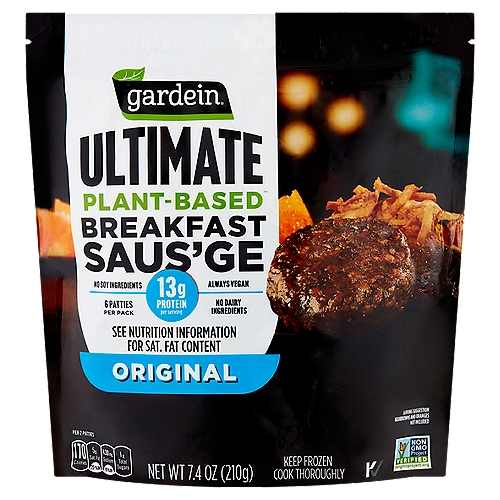 Gardein Original Ultimate Plant-Based Breakfast Saus'ge, Vegan, Frozen, 6 count, 7.4 oz