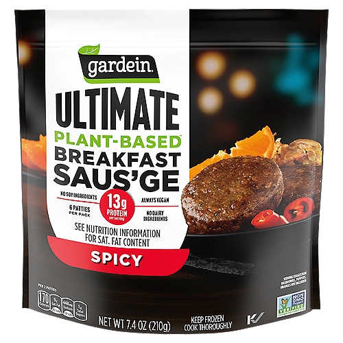 Gardein Spicy Ultimate Plant-Based Breakfast Saus'ge, 6 count, 7.4 oz