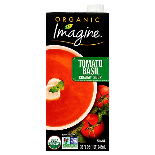 Imagine™ Organic Tomato Basil Creamy Soup 32 fl. oz. Aseptic Pack
It starts with real ingredients.
Imagine® organic tomatoes and garden-grown basil blended together in a rich, fragrant soup made from a medley of select organic vegetables. It's a traditional American favorite transformed for today's palate.

Every Imagine® Creamy Soup starts with the finest farm-grown vegetables, harvested at the peak of freshness and expertly blended with select herbs and spices. Our commitment to using premium ingredients comes through in every spoonful - so you can serve the rich, authentic flavors of homemade every day of the week.