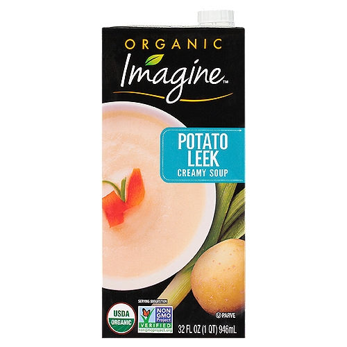 Imagine™ Organic Potato Leek Creamy Soup 32 fl. oz. Carton
It starts with real ingredients.
Imagine® garden-grown organic potatoes, sautéed leeks, and roasted garlic combined in a velvety broth that's delicately seasoned with premium herbs and spices. It's a home-style favorite updated for the modern palate.

Every Imagine® Creamy Soup starts with the finest farm-grown vegetables, harvested at the peak of freshness and expertly blended with select herbs and spices. Our commitment to using premium ingredients comes through in every spoonful - so you can serve the rich, authentic flavors of homemade every day of the week.