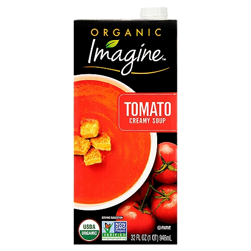 Imagine™ Organic Tomato Creamy Soup 32 fl. oz. Aseptic Pack
It starts with real ingredients.
Imagine® select, organic tomatoes and garden-grown herbs expertly blended in a rich and zesty creamy soup that's bursting with the authentic flavors of homemade. It's comfort food redefined.

Every Imagine® Creamy Soup starts with the finest farm-grown vegetables, harvested at the peak of freshness and expertly blended with select herbs and spices. Our commitment to using premium ingredients comes through in every spoonful - so you can serve the rich, authentic flavors of homemade every day of the week.