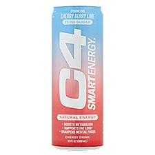 C4 Smart Energy Zero Sugar Cherry Berry Lime Sparkling Energy Drink, 12 fl oz, 12 Fluid ounce