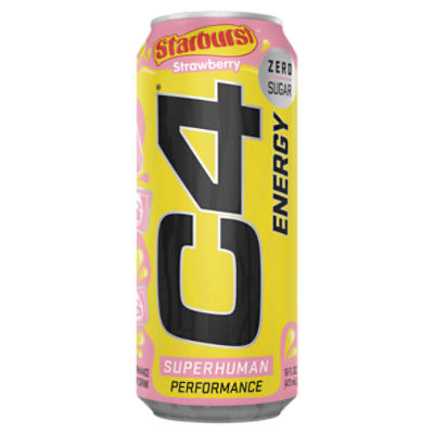 C4 Starburst Strawberry Performance Energy Drink, 16 fl oz, 16 Fluid ounce