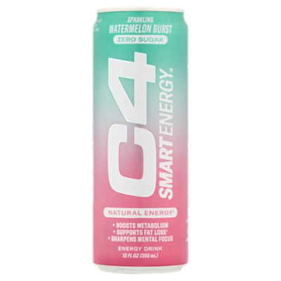 C4 Smart Energy Zero Sugar Watermelon Burst Sparkling Energy Drink, 12