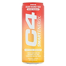 C4 Smart Energy Zero Sugar Blood Orange Yuzu Sparkling Energy Drink, 12 fl oz, 12 Fluid ounce