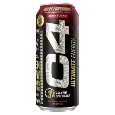 C4 Ultimate Energy Zero Sugar Berry Powerbomb Energy Drink, 16 fl oz