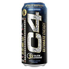 C4 Ultimate Energy Zero Sugar Ruthless Raspberry Energy Drink, 16 fl oz, 16 Fluid ounce
