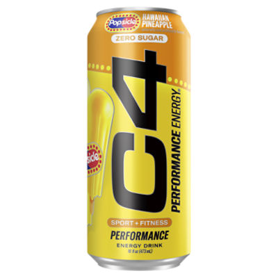C4 Performance Energy Popsicle Zero Sugar Hawaiian Pineapple Energy Drink, 16 fl oz
