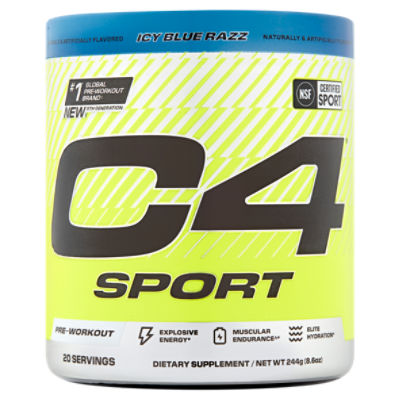 C4 Sport Icy Blue Razz Pre-Workout Dietary Supplement, 8.6 oz