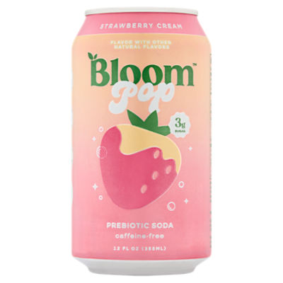 Bloom Strawberry Cream Pop Prebiotic Soda, 12 fl oz