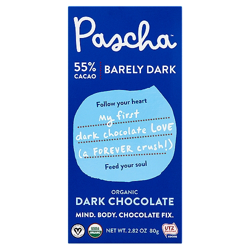 Pascha Organic 55% Cacao Barely Dark Chocolate, 2.82 oz
