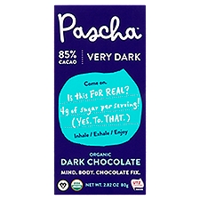 Pascha Organic 85% Cacao Very Dark Chocolate, 2.82 oz