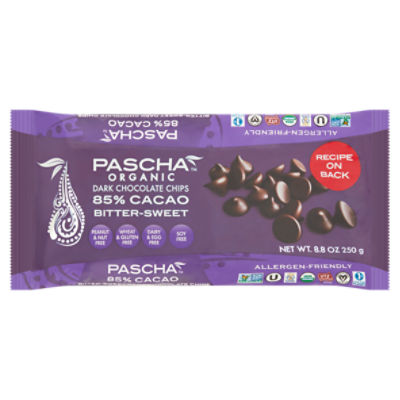 Pascha Organic 85% Cacao Bitter-Sweet Dark Chocolate Chips, 8.8 oz