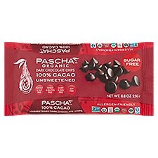 Pascha Organic 100% Cacao Unsweetened, Dark Chocolate Chips, 8.8 Ounce