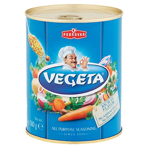 Podravka Vegeta All Purpose Seasoning, 17.6 oz
Fat free*
*See Nutrition Information for Sodium Content
