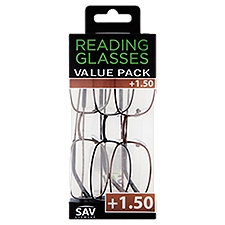 SAV Eyewear +1.50 Reading Glasses Value Pack, 1 Each