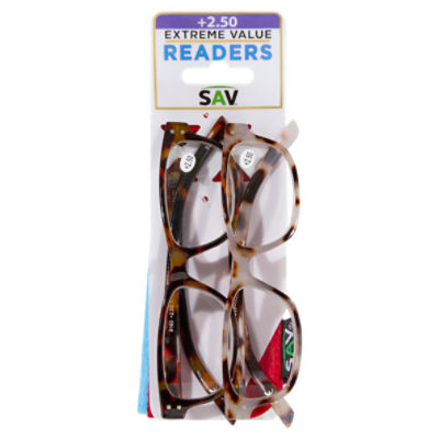 SAV Eyewear +2.50 Extreme Value Readers, 2 Count, 2 Each