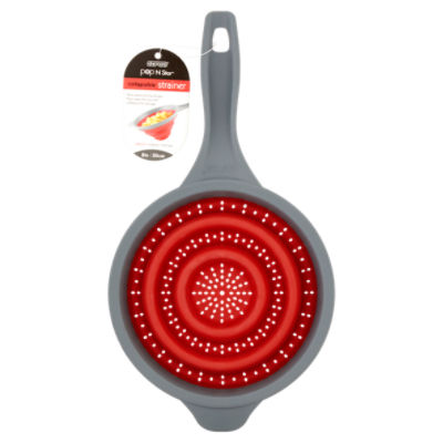 Dexas Pop N Stor Gray / Dark Red Collapsible Strainer, 1 Each