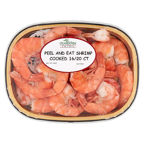 Dearborn Farms Cooked Peel and Eat Shrimp, 16/20 count, 14 oz
