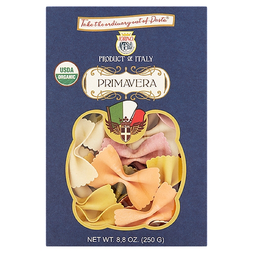 Torino Primavera Pasta, 8.8 oz
100% Italian Organic Durum Wheat Pasta