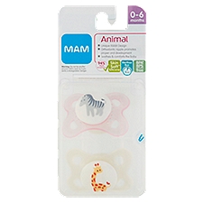 MAM Animals Orthodontic Pacifier 0 - 6 months, 2 Each