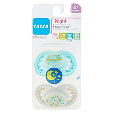 MAM Night Pacifiers, 6+ Months, 2 count