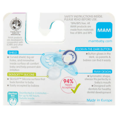 MAM Perfect Night Collection Glows in the Dark 0-6 months Pacifier BPA Free  New