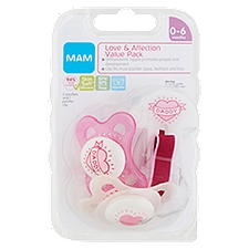 MAM Love & Affection Ortho Pacifier & Clip 0+ Months, 1 Each