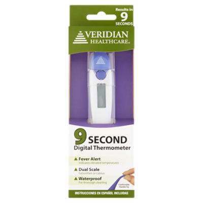 Veridian Healthcare Digital Thermometer | 10-Second Readout | Fahrenheit  and Celsius | Flexible Tip | Fever Alert | 1-Year Warranty