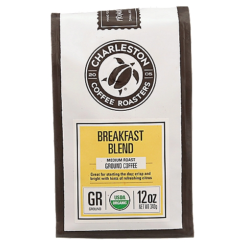 Charleston Coffee Roasters Breakfast Blend Medium Roast Ground Coffee, 12 oznCertified SC Product®