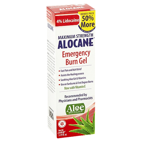 Alocane Maximum Strength Emergency Burn Gel Bonus Pack, 3.75 fl oz