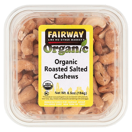 Fairway Organic Roasted Salted Cashews, 6.5 oz