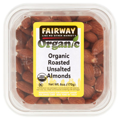 Fairway Organic Roasted Unsalted Almonds, 6 oz