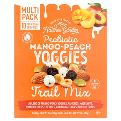 Nature's Garden Probiotic Mango-Peach Yoggies Trail Mix Multi Pack, 1 oz, 10 count