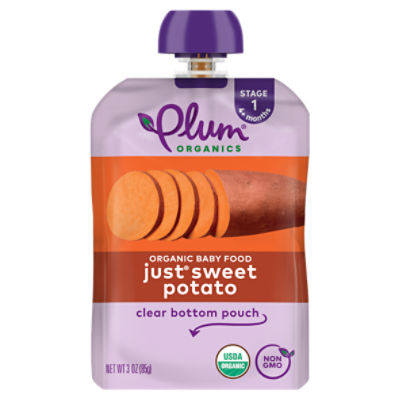 Plum Organics Just Sweet Potato Organic Baby Food, Stage 1, 4+ months, 3 oz