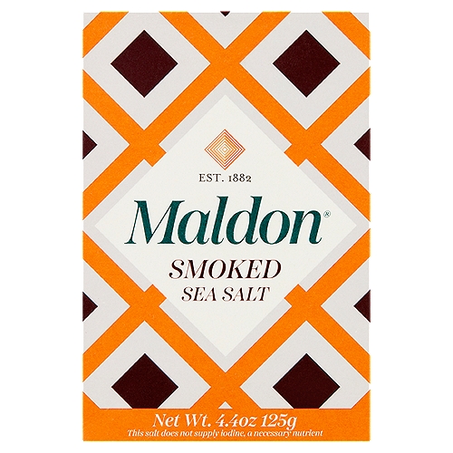 Maldon Smoked Sea Salt, 4.4 oz
This salt does not supply iodine, a necessary nutrient

Hand-harvested and gently smoked over oak for a deep, rich, bold taste that's great with fish and grilled veg. Fantastic flavour is at your fingertips.