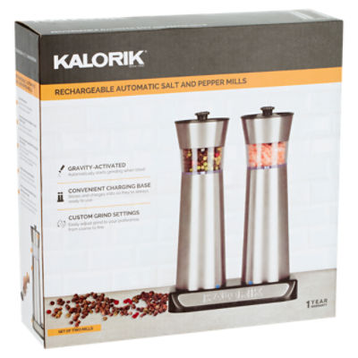 Kalorik Rechargeable Automatic Salt and Pepper Mills, 2 count