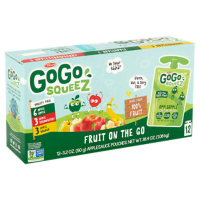 Materne GoGo Squeez Fruit on the Go Variety Pack, 3.2 oz, 12 count