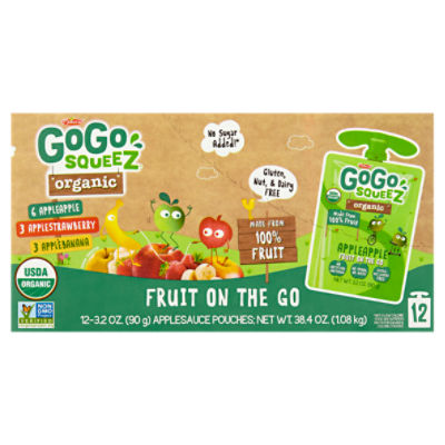 Materne GoGo Squeez Organic Fruit on the Go, 3.2 oz, 12 count