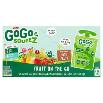 Materne GoGo Squeez AppleApple and Gimme Five! Fruit on the Go Variety Pack, 3.2 oz, 12 count, 38.4 Ounce