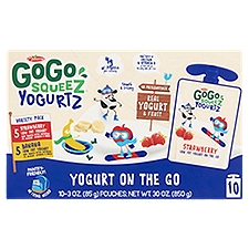 Materne GoGo Squeez Strawberry and Banana Low Fat Yogurt on the Go Variety Pack, 3 oz, 10 count