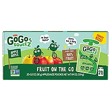 Materne GoGo Squeez Apple Apple Fruit on the Go Family Size!, 3.2 oz, 20 count