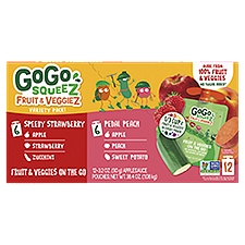 Materne GoGo Squeez Fruit & Veggies on the Go Variety Pack, 3.2 oz, 12 count