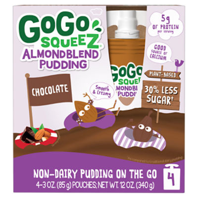 GoGo Squeez Chocolate Almond Blend Non-Dairy Pudding on the Go, 3 oz, 4 count